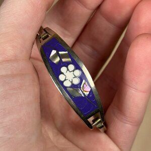 Bracelet Mexico Sterling Silver Mother of Pearl Inlay Baby Childs Size B60 Sz 5